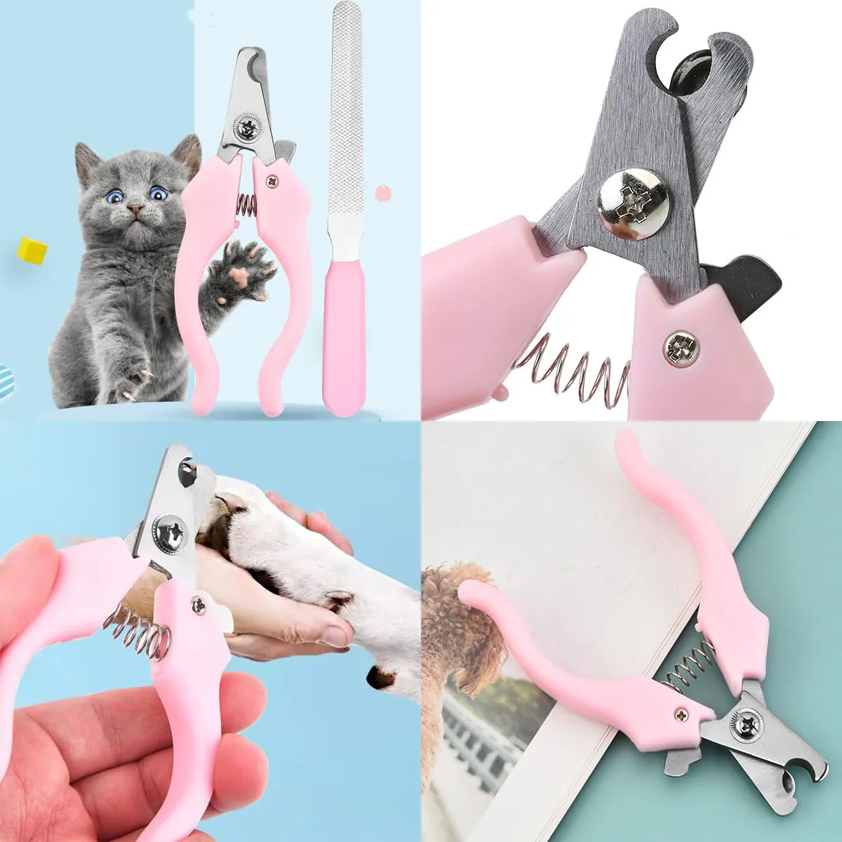 10PCS Cat&Dog Grooming Brush Kit,Self-Cleaning Grooming Brush Removes Loose Hair，Pet bath brush,Bath Massage Glove Brush, Nail Clipper, Flea Comb 10PCS