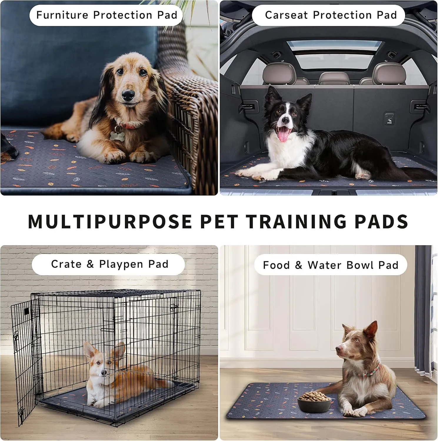 2-Pack Extra Large Reusable Dog Mat for Floor, Dog Playpen, Non-Slip Waterproof Dog Pee Pad, Super Absorbent Washable Pee Pads for Dogs, Pet Whelping Pads, Crate, Potty Training - 36" x 48"