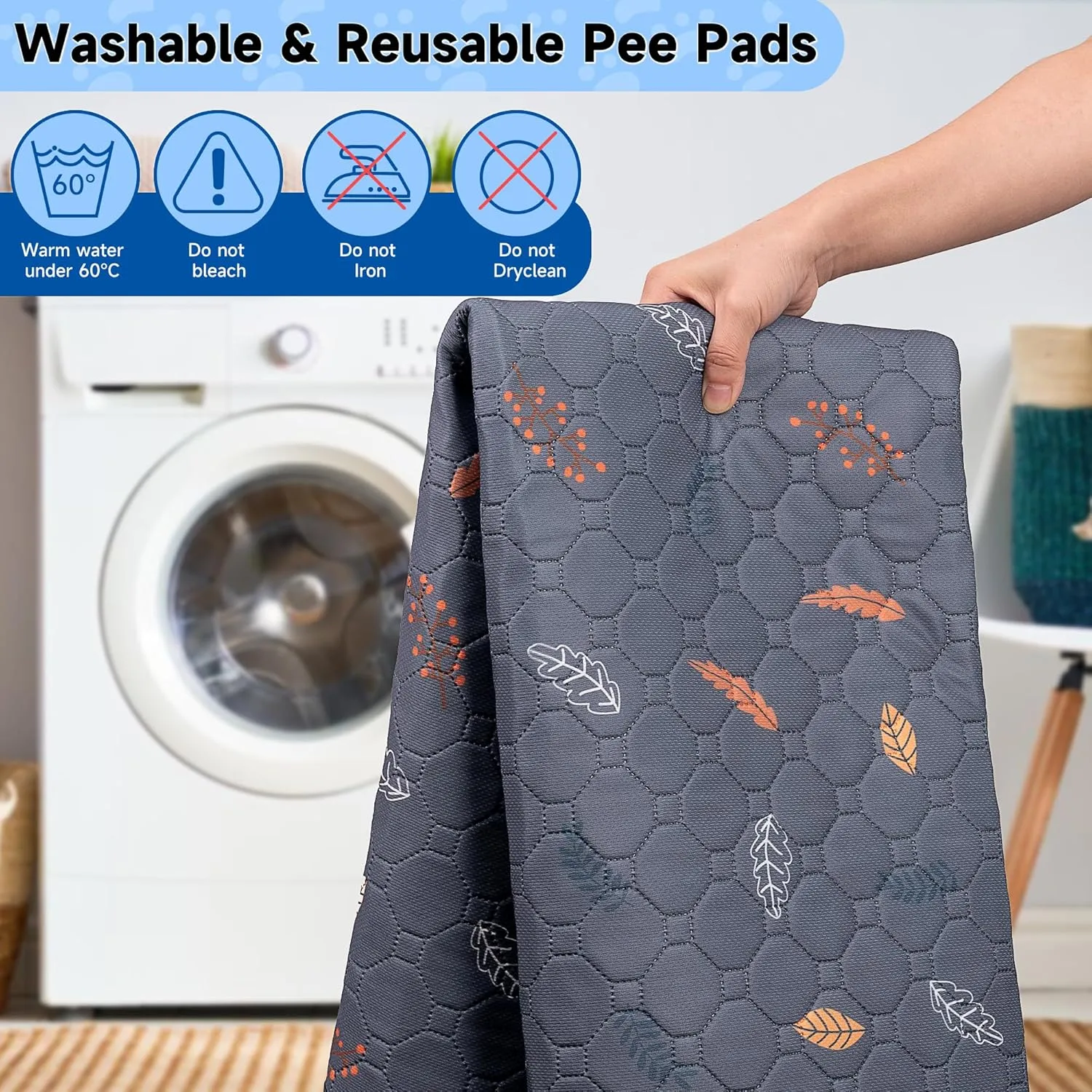 2-Pack Extra Large Reusable Dog Mat for Floor, Dog Playpen, Non-Slip Waterproof Dog Pee Pad, Super Absorbent Washable Pee Pads for Dogs, Pet Whelping Pads, Crate, Potty Training - 36" x 48"