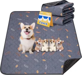 2-Pack Extra Large Reusable Dog Mat for Floor, Dog Playpen, Non-Slip Waterproof Dog Pee Pad, Super Absorbent Washable Pee Pads for Dogs, Pet Whelping Pads, Crate, Potty Training - 36" x 48"