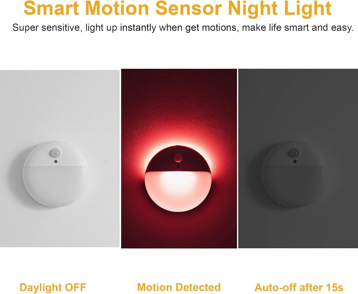 2 Pack Stair Lights Indoor, Stick on Lights, Motion Sensor Night Light, Dimmable, 3 Modes, Portable Battery Night Light for Travel, Tents, Kids, Toliet, Bathroom, Bedroom, Red, as Gifts