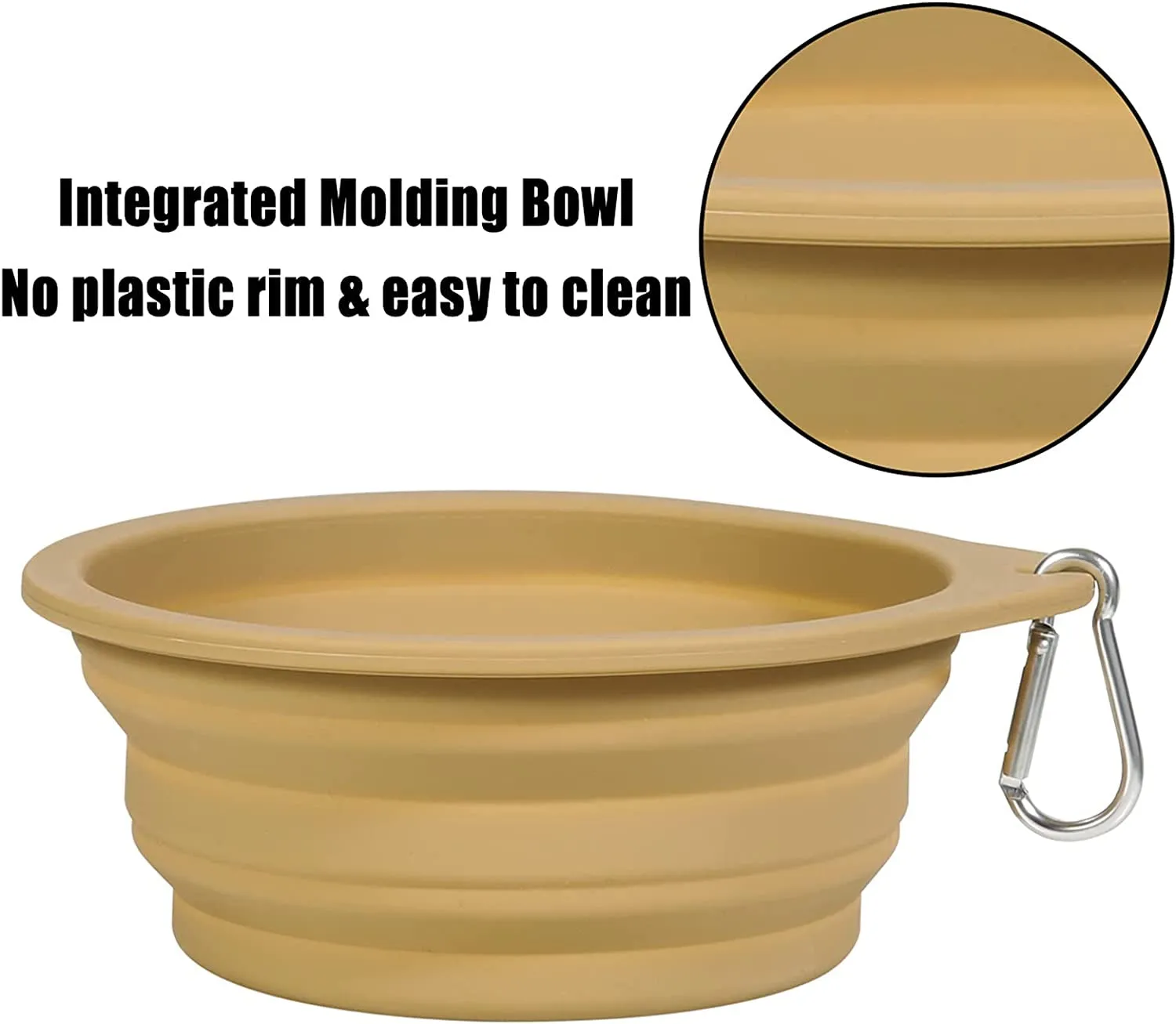 2Pack Collapsible Dog Bowl,Integrated Molding Travel Bowl No Plastic Rim Pet Feeding Bowls for Walking Traveling Outdoors,600Ml (Navy Blue Khaki)