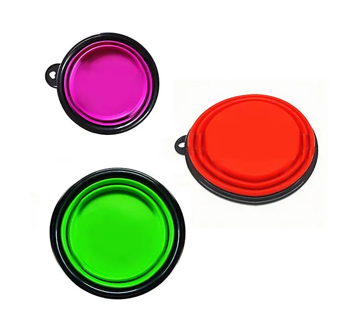 2Pcs M 650ml white Portable Outdoor Pet feed bowl Foldable Silicone travel Bowl AZ2086