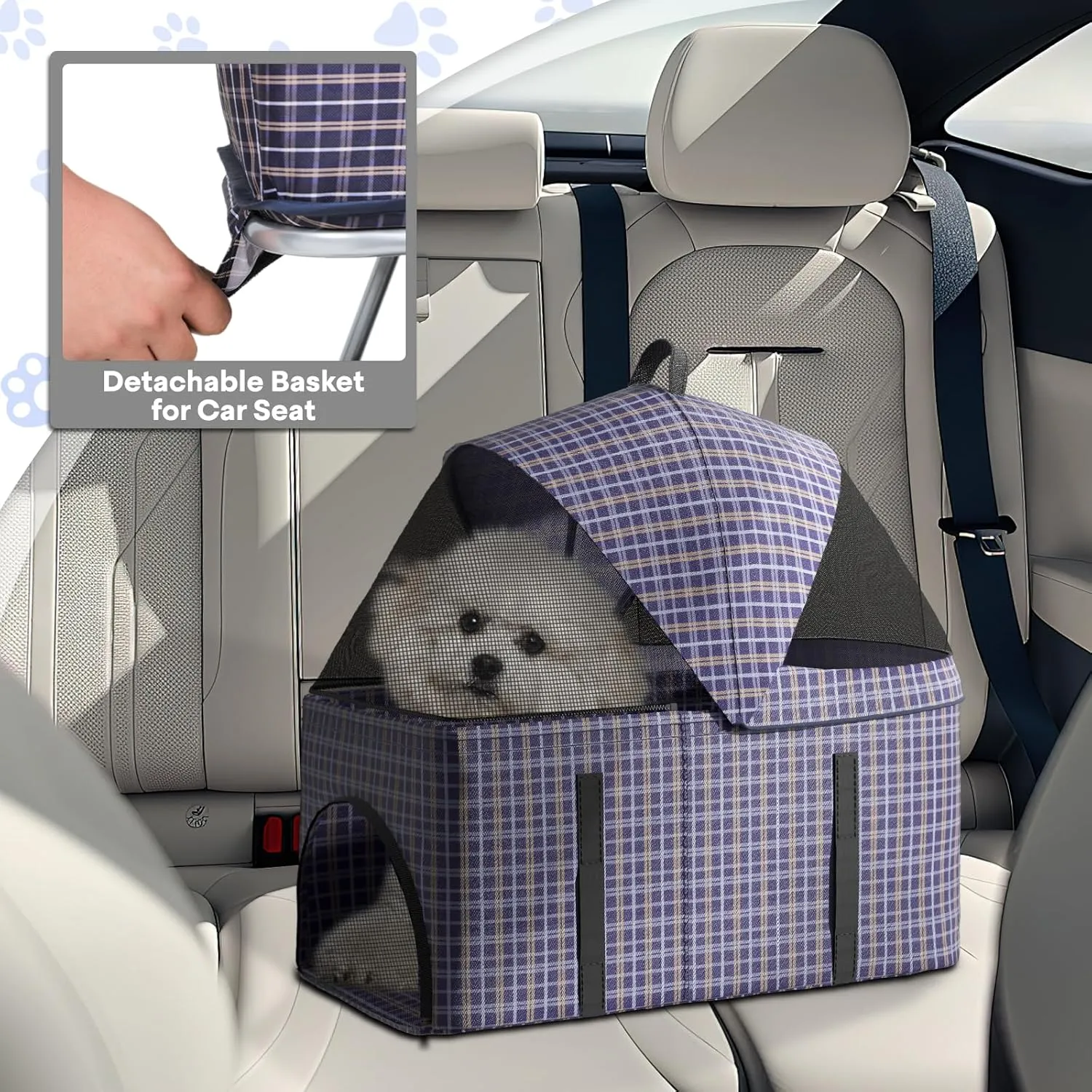 3-in-1 Foldable Pet Stroller with Detachable Carrier and Car Seat, Push-Button Entry, for Small to Medium Pets up to 33 lbs, Plaid