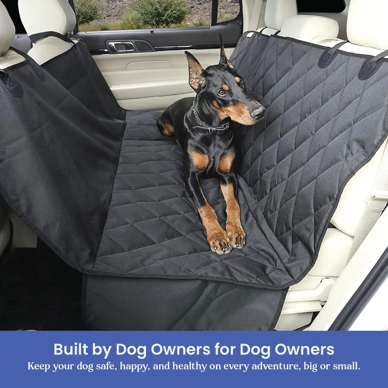4Knines Dog Backseat Cover with Hammock for Cars, SUVs, and Trucks  Waterproof Layers, Nonslip Seat Protector, Durable Nylon Clips, K9 Shield with Heavy Duty Thread, (Regular, Black)