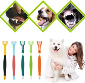 5pcs Three Sided Dog Toothbrush Three-Head Multi-Angle Toothbrush Cleaning Dog cat Pets Brush Bad Breath Teeth Care Tool