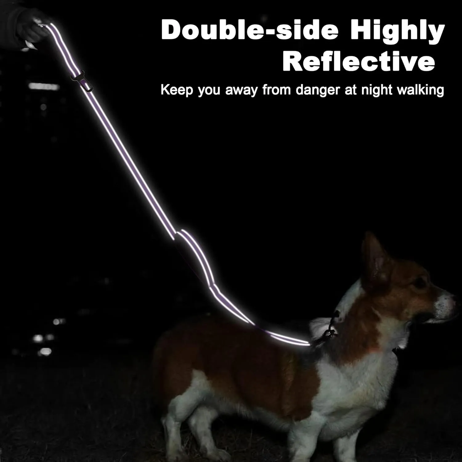 6 Foot Purple Dog Leashes for Large Medium and Small Breed Dogs That Pull,Reflective Nylon Heavy Duty Dog Leash with 2 Comfortable Padded Traffic Handles and Car Seat Belt for Walking and Training