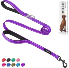 6 Foot Purple Dog Leashes for Large Medium and Small Breed Dogs That Pull,Reflective Nylon Heavy Duty Dog Leash with 2 Comfortable Padded Traffic Handles and Car Seat Belt for Walking and Training