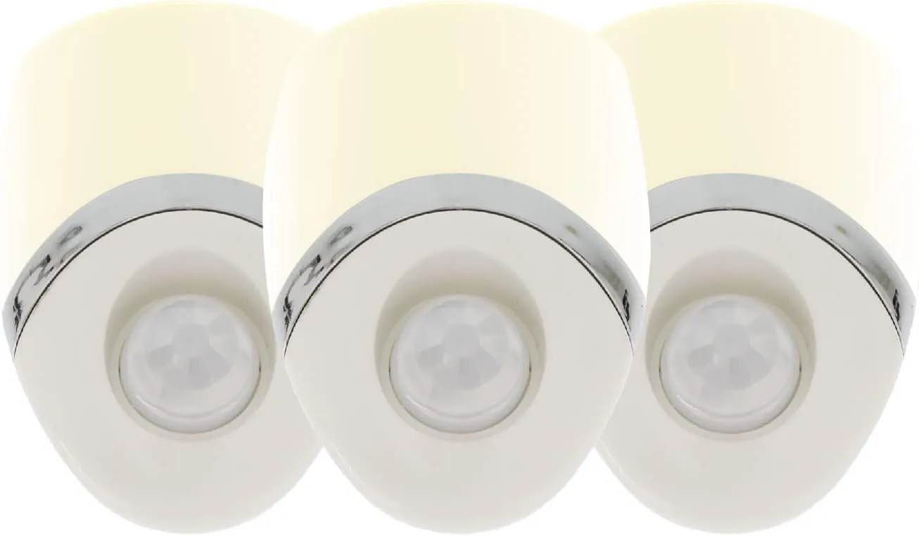 AMERELLE Motion Sensor Night Light, 3 Pack - LED Plug in Night Light with Sensor That Lights Up When It Auto Detects Motion - Wide 100 Degree Detection Zone - Ideal for Bathroom & Nursery - (73092CC)