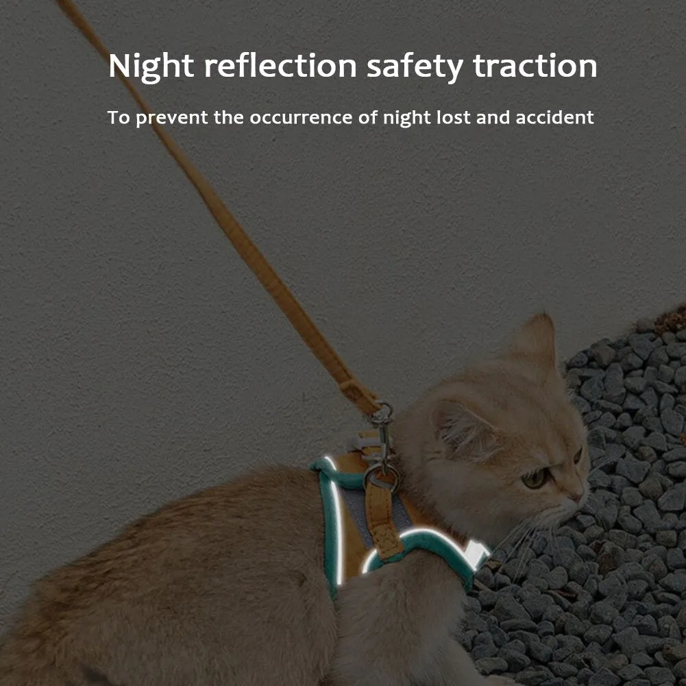 Best Cat Dog Vest Harness With Leash Set Reflective Strip Quick Release