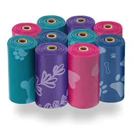 Best Pet Supplies Dog Poop Bags for Waste (150 Bags) Refuse Cleanup, Doggy Roll Replacements for Outdoor Puppy Walking and Travel, Leak Proof and Tear Resistant, Thick Plastic - Assorted Colors