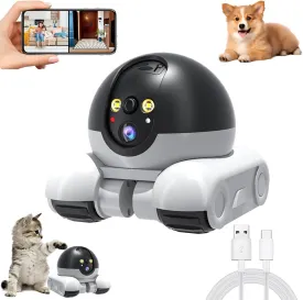 Blinky Bot Camera, The Blinky Bot, 360 View Blinky Bot Pro, Robot Camera on Wheels, 1080p Hd Dual Lenses Dual Shooting Angles, Hd Night Vision, App Control for Cats, Dogs, Home (4G)