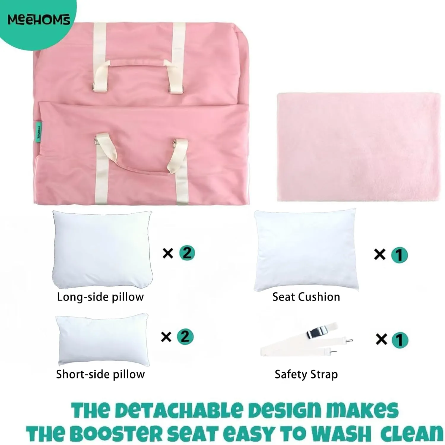 Booster Car Seat for Pets, Detachable Dog Car Seat with Safety Straps and Pockets, Pet Bed for Vehicle Travel for Small Medium Cats and Dogs. (Sakura Pink, Large)