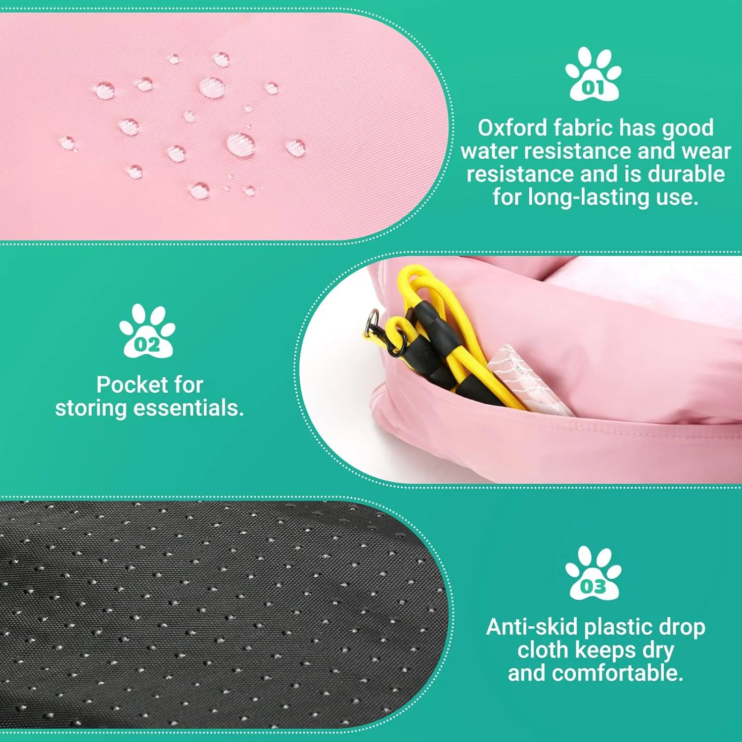 Booster Car Seat for Pets, Detachable Dog Car Seat with Safety Straps and Pockets, Pet Bed for Vehicle Travel for Small Medium Cats and Dogs. (Sakura Pink, Large)