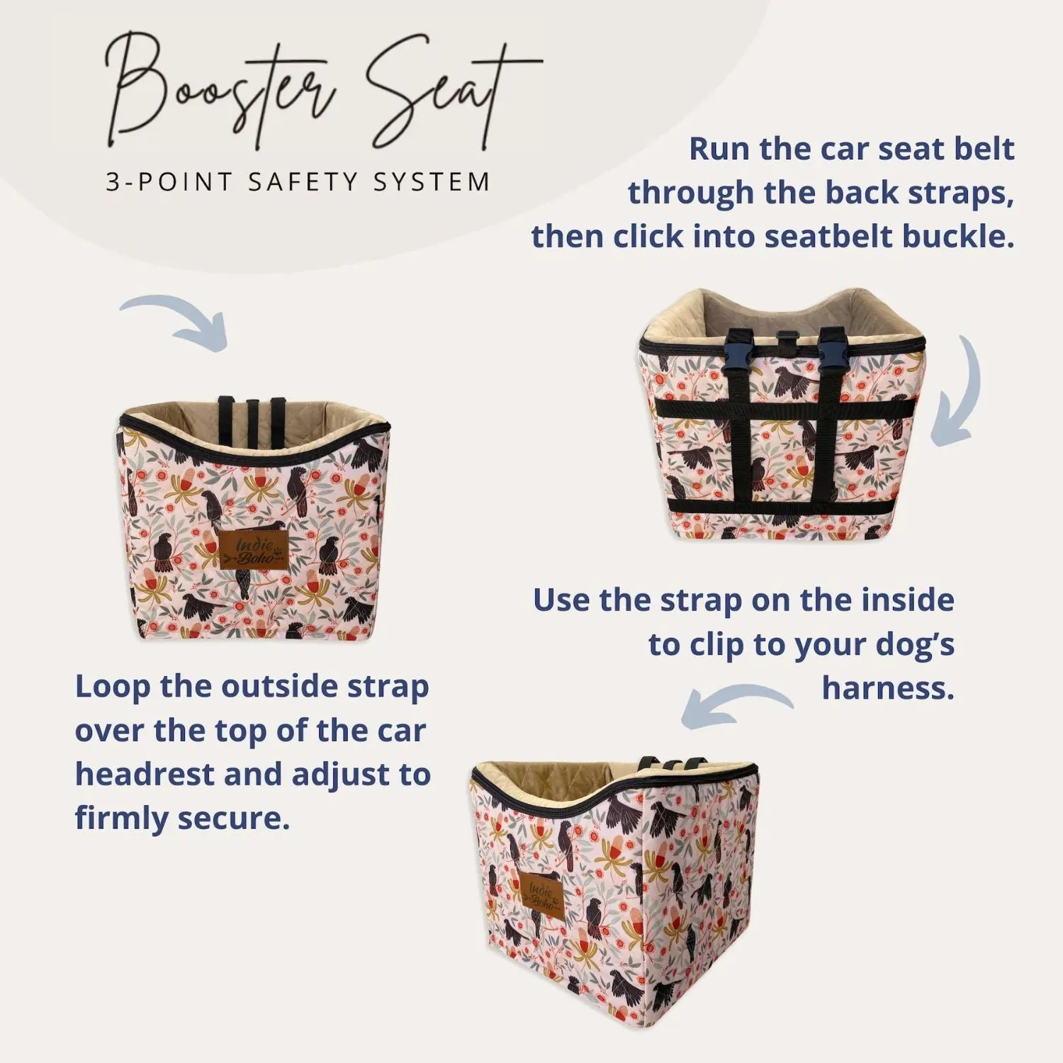 Car Pet Booster Single Seat | Tropical Leaves