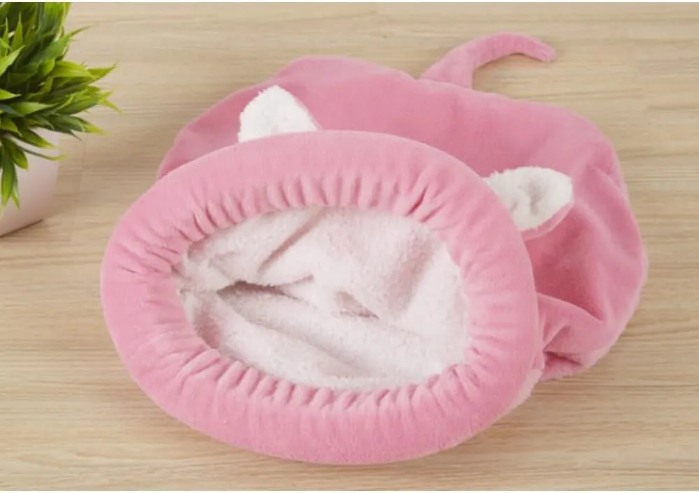 Cat Beds Cave for Indoor Cats for Small Dogs, Washable Sleeping Bag Calming, Soft Fluffy Self-Warming and Cozy Anti-Anxiety Cuddler (25 x 21 inch, Pink)