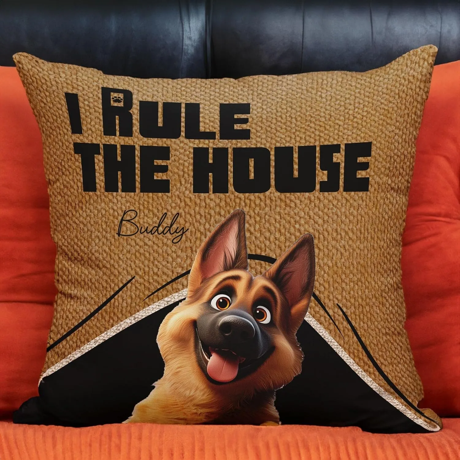 Customized We Rule The House Pillow Gift Ideas for Dog Mom Dog Dad for Pet Owner Funny Dog Cartoon Pillow Gifts for Man Woman Housewarming Bedding Decor Gifts on Birthday Fathers Day Mothers Day