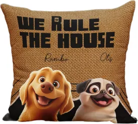 Customized We Rule The House Pillow Gift Ideas for Dog Mom Dog Dad for Pet Owner Funny Dog Cartoon Pillow Gifts for Man Woman Housewarming Bedding Decor Gifts on Birthday Fathers Day Mothers Day
