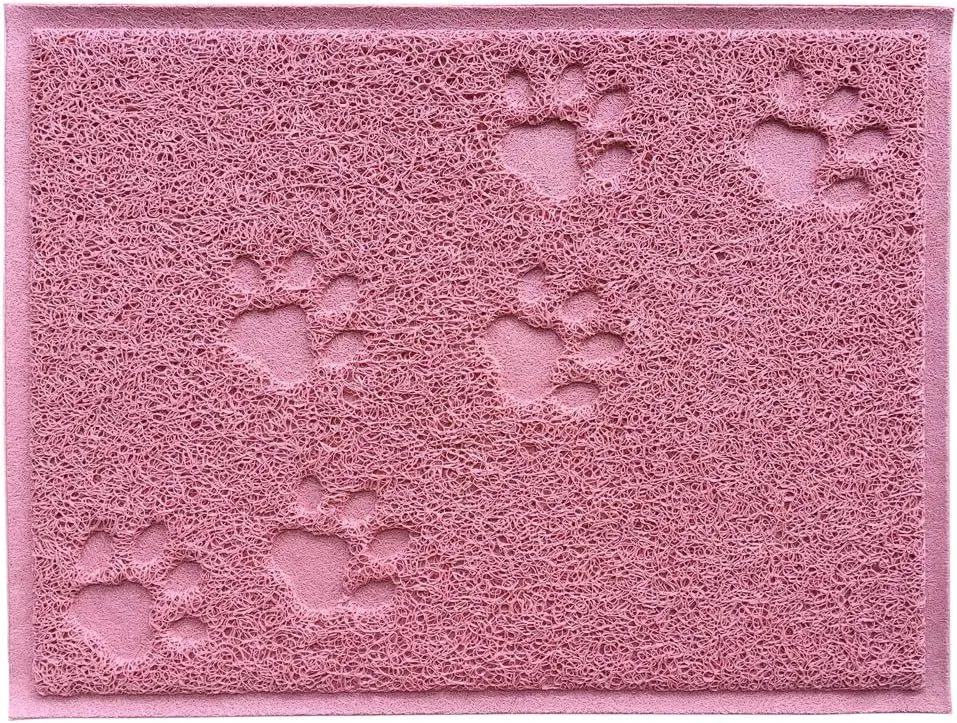 DM Cat Litter Box Debris Catcher Mat, Kitty Scatter Control Rug, 16x12 Inches, Oldrose