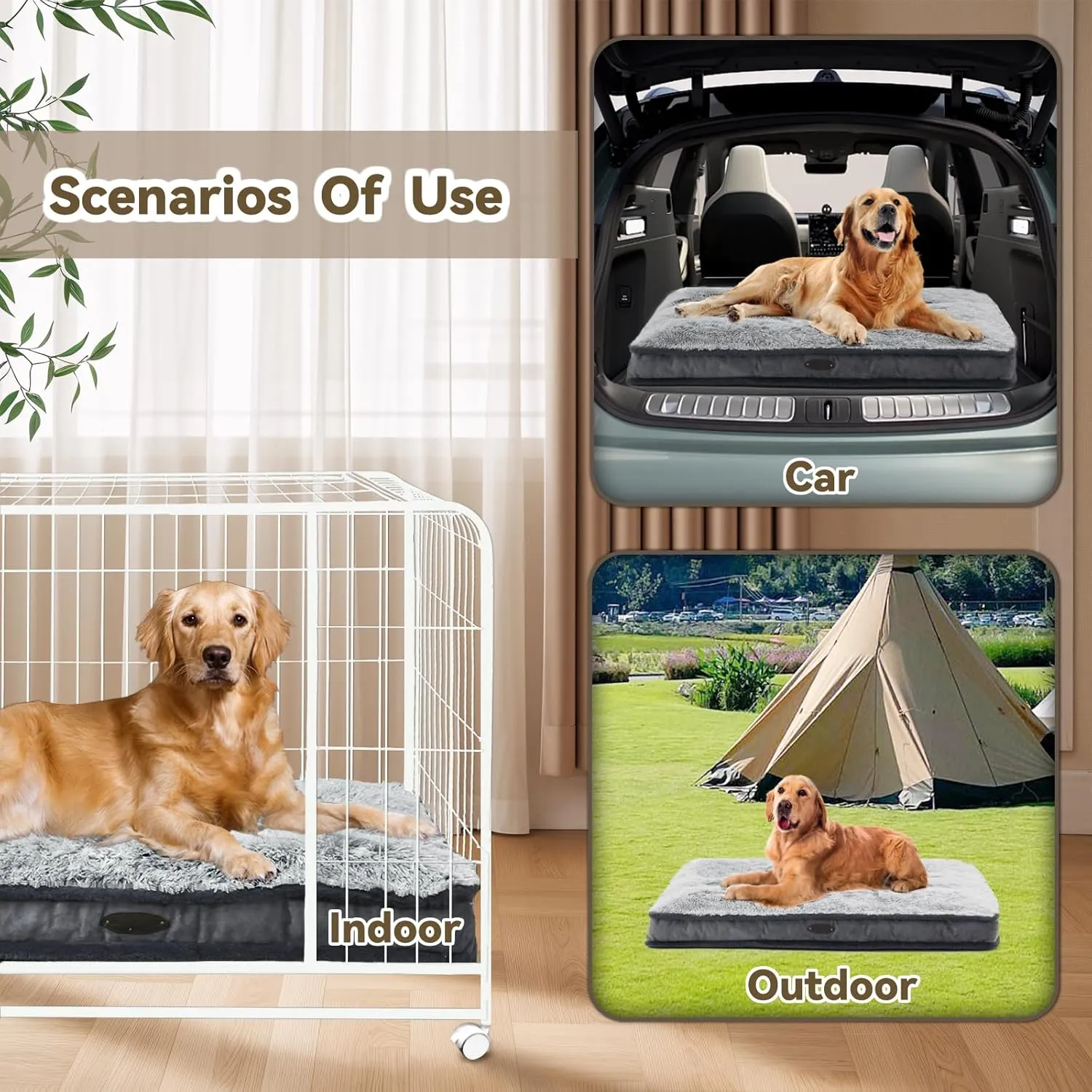 Dog Bed for Medium, Small Dogs Breeds, Deluxe Plush Dog Crate Beds, Comfy Kennel Pad, Pet Sleeping Mat, Waterproof, Removable and Machine Washable Cover & Non-Slip Bottom, 31"X25" Grey