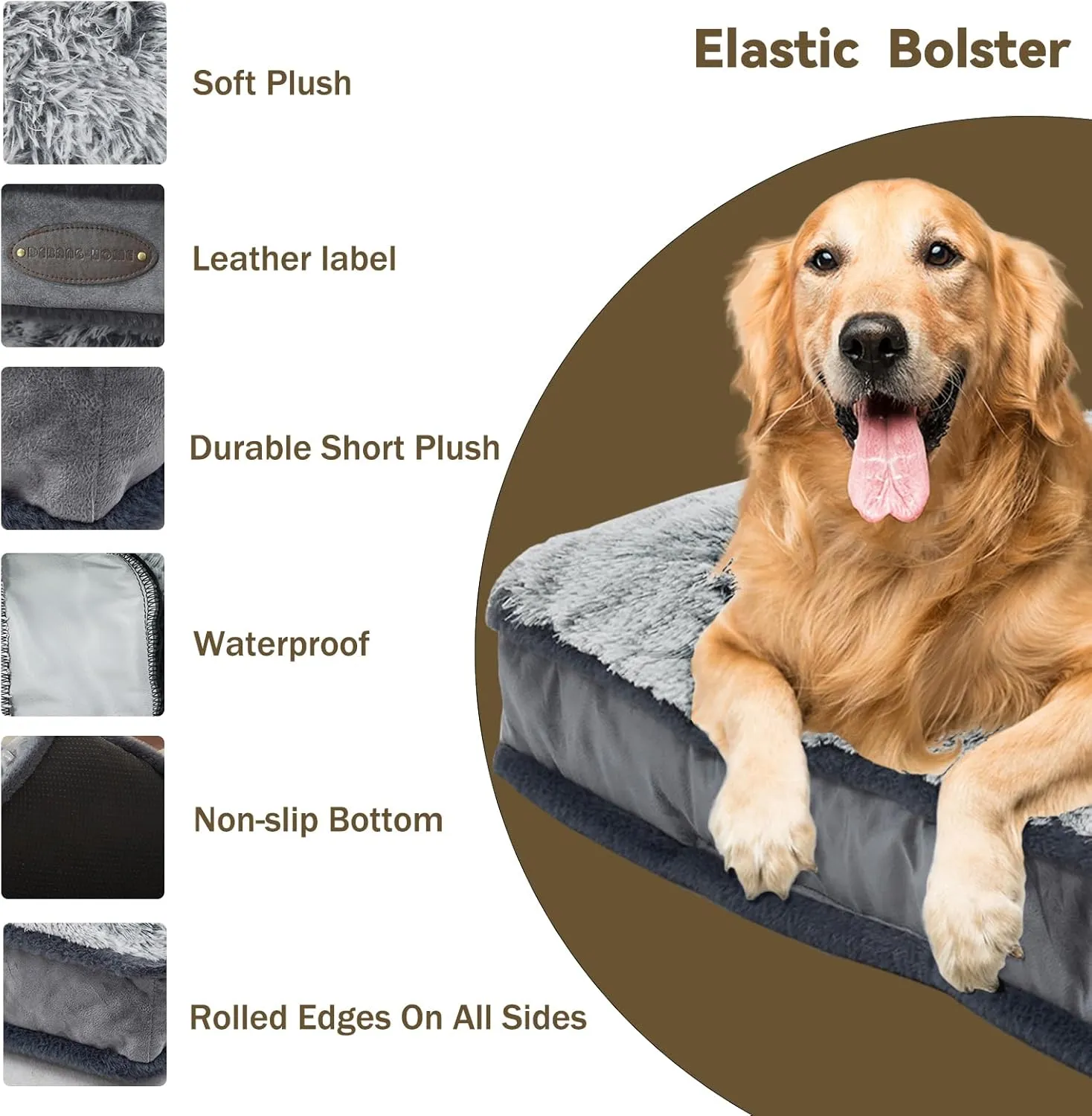Dog Bed for Medium, Small Dogs Breeds, Deluxe Plush Dog Crate Beds, Comfy Kennel Pad, Pet Sleeping Mat, Waterproof, Removable and Machine Washable Cover & Non-Slip Bottom, 31"X25" Grey
