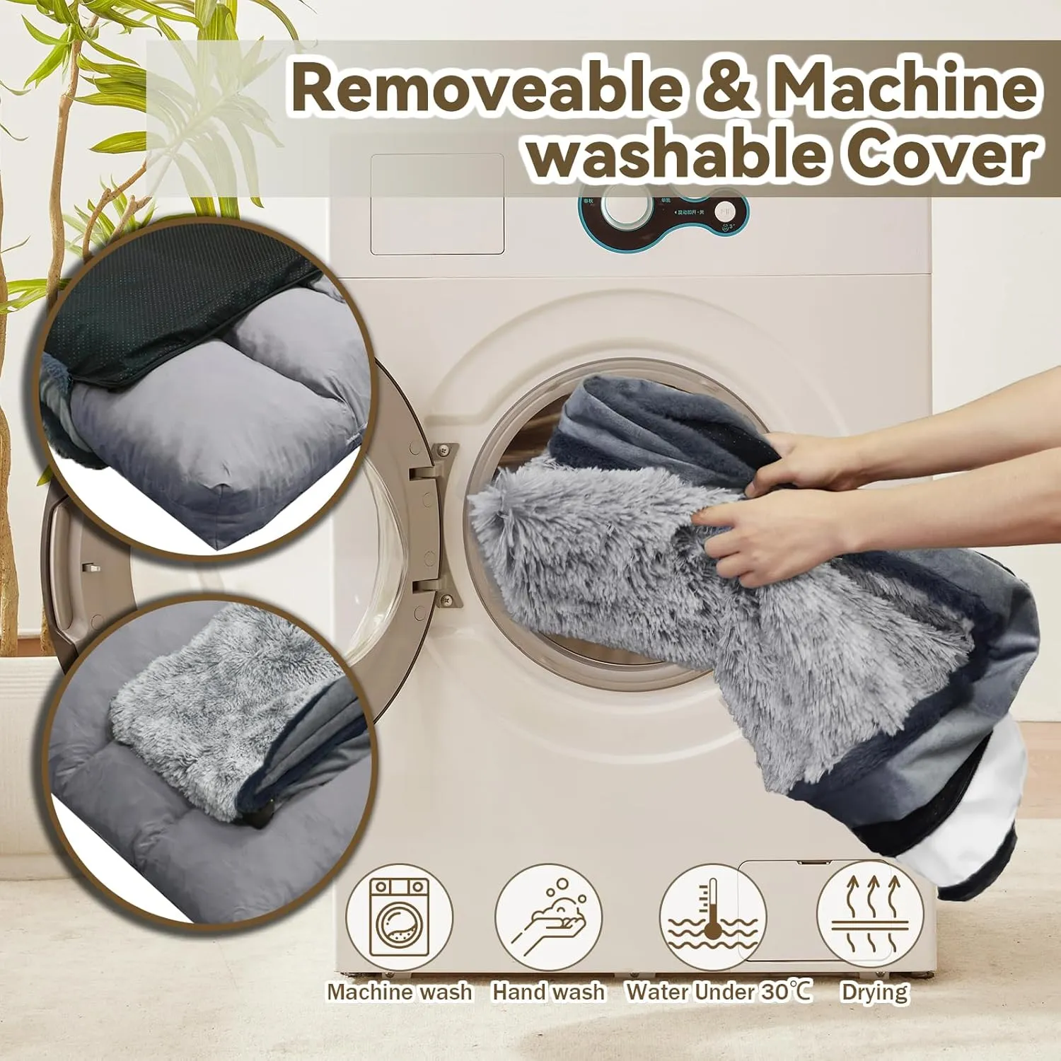 Dog Bed for Medium, Small Dogs Breeds, Deluxe Plush Dog Crate Beds, Comfy Kennel Pad, Pet Sleeping Mat, Waterproof, Removable and Machine Washable Cover & Non-Slip Bottom, 31"X25" Grey