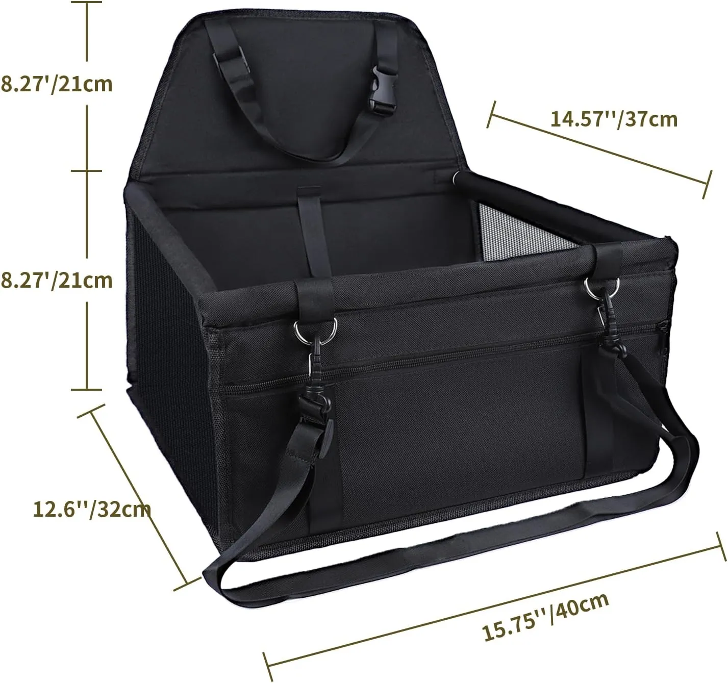 Dog Car Seat,Travel Carrier Dog Booster Cage,Breathable Car Seat for Dogs Design with Adjustable Seat Strap and Internal Foam,Travel Dog Car Seats Perfect for Small Dogs,Black