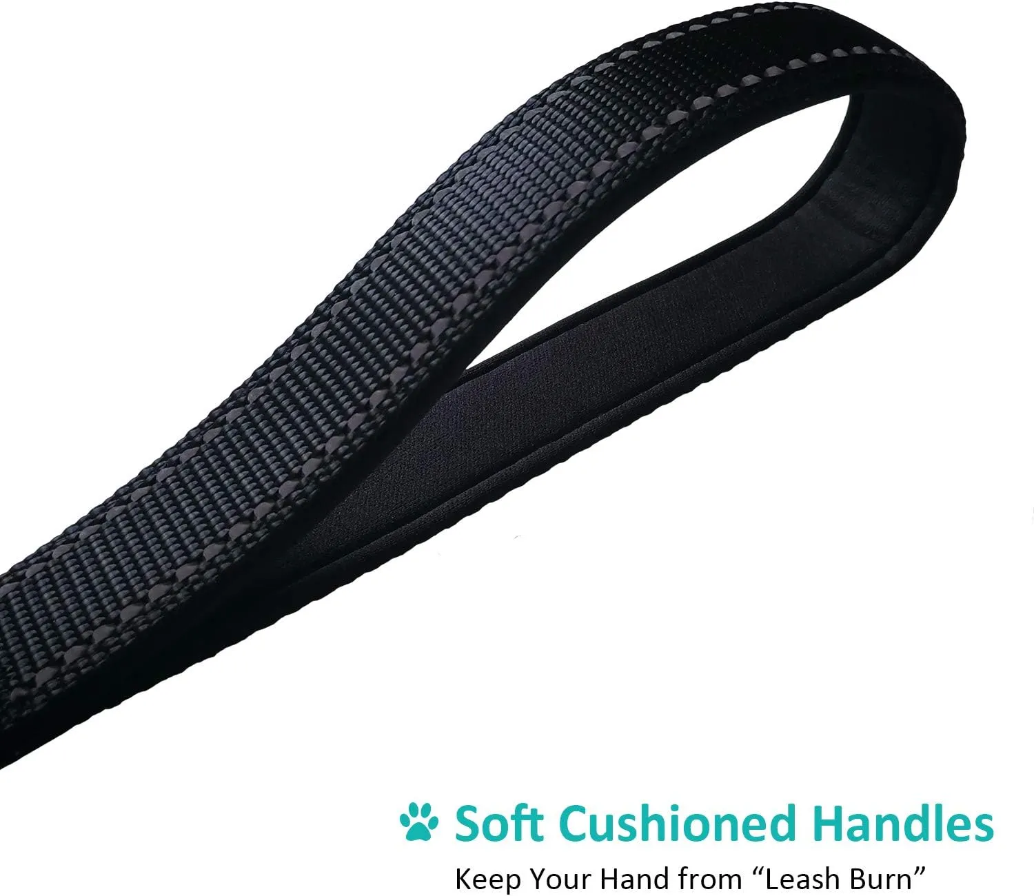 Dog Leash 6 Foot Long Traffic Padded Two Handle Heavy Duty Lead for Large or Medium Dogs Training Reflective Leashes (6 Foot, Pack of 1, Black)
