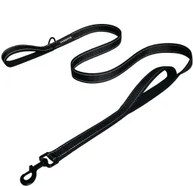 Dog Leash 6 Foot Long Traffic Padded Two Handle Heavy Duty Lead for Large or Medium Dogs Training Reflective Leashes (6 Foot, Pack of 1, Black)