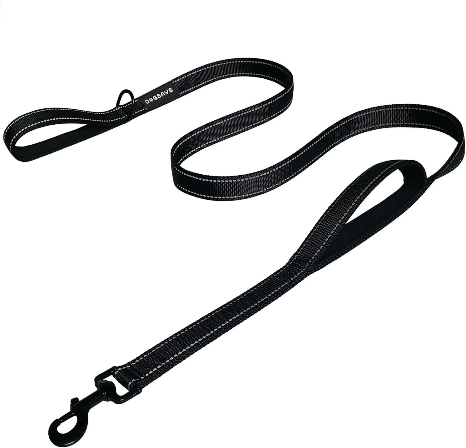 Dog Leash 6 Foot Long Traffic Padded Two Handle Heavy Duty Lead for Large or Medium Dogs Training Reflective Leashes (6 Foot, Pack of 1, Black)