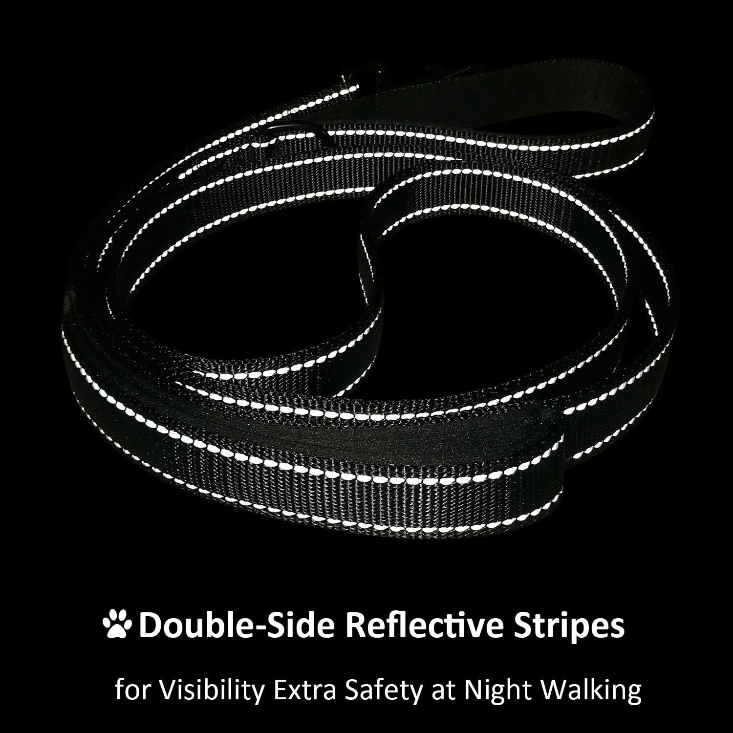 Dog Leash 6 Foot Long Traffic Padded Two Handle Heavy Duty Lead for Large or Medium Dogs Training Reflective Leashes (6 Foot, Pack of 1, Black)