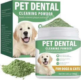 Dog Teeth Cleaning Powder, 100G Dog Dental Powder, Removing Plaque, Tartar, and Bad Breath, Natural Formula Clean Teeth & Fresh Breath, No Brushing Needed, Easy to Use Oral Care for Dogs & Cats