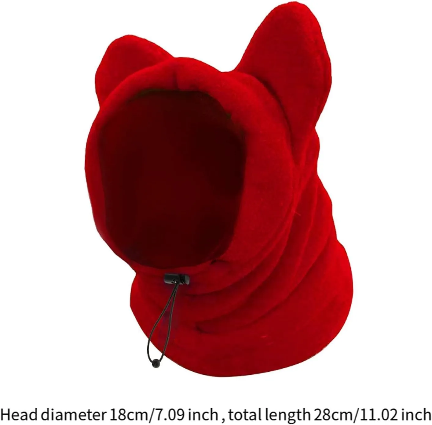 Dog Winter Ear Muffs Hat Head Wrap Soft Hoodie Windproof Headwear Adjustable Ear Wrap Fleece Hat Snood for Pets Dogs Hiking, Red Large