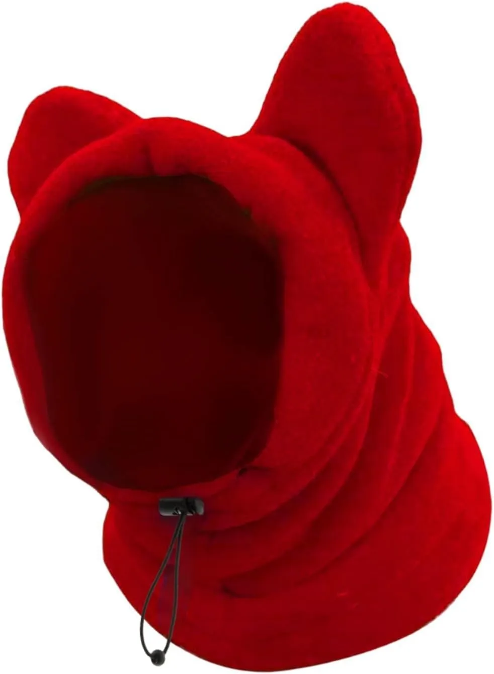 Dog Winter Ear Muffs Hat Head Wrap Soft Hoodie Windproof Headwear Adjustable Ear Wrap Fleece Hat Snood for Pets Dogs Hiking, Red Large