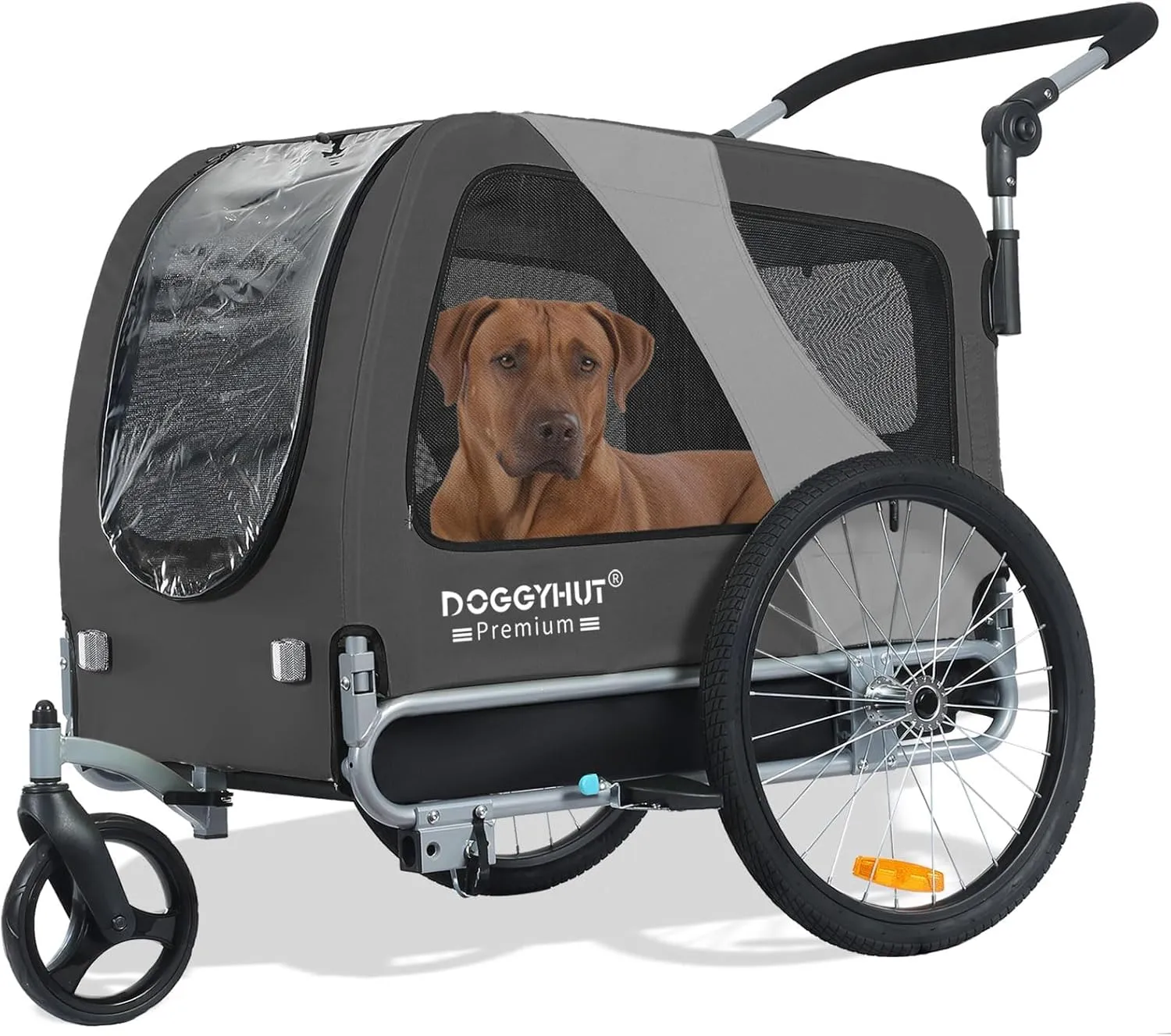 DOGGYHUT Premium Large/XL Pet Bike Trailer & Stroller for Large Sized Dog or Multiple Small Dogs,Low Center of Gravity,Parking Brakes,Easy Folding Frame,Bicycle Carrier