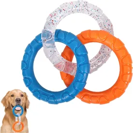 ETIAL Rubber 3-Ring Tug Dog Toy, Indestructible Pull Toy for Training and Teeth Cleaning, Interactive Tug of War Dog Chew Toy for Aggressive Chewers, Outdoor Puppy Ring Toy for Small Medium Large Dogs
