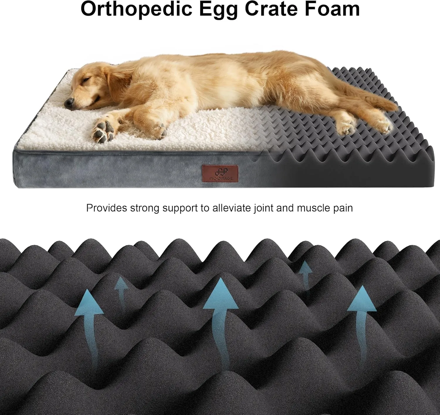 Figopage Extra Large Dog Bed Orthopedic Dog Beds for Large Dogs Washable Removable Cover Waterproof Big Pet Bed Mat with Ultra Comfort Surface Anti-Slip Bottom, 47 x 29 Inch