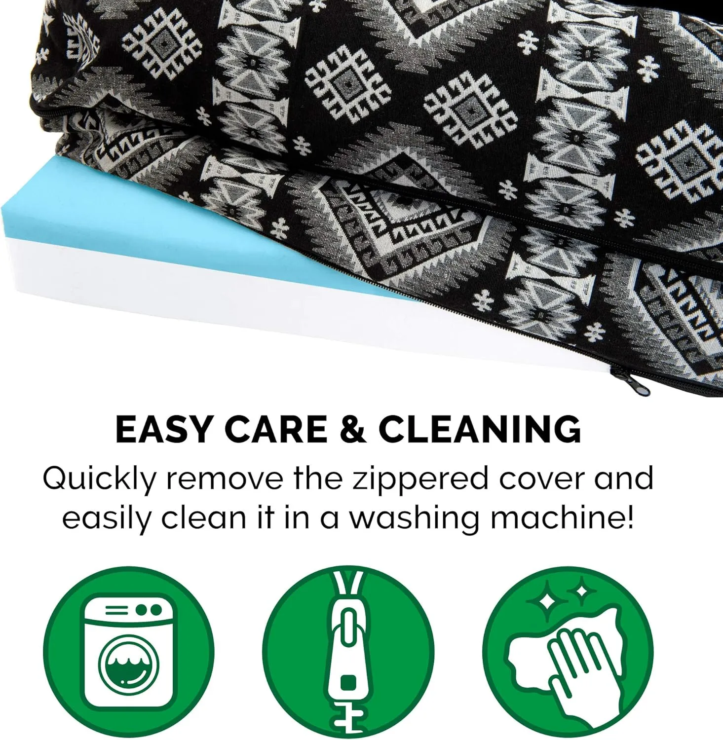 Furhaven Cooling Gel Dog Bed for Large/Medium Dogs w/ Removable Bolsters & Washable Cover, For Dogs Up to 55 lbs - Plush & Southwest Kilim Woven Decor Sofa - Black Medallion, Large