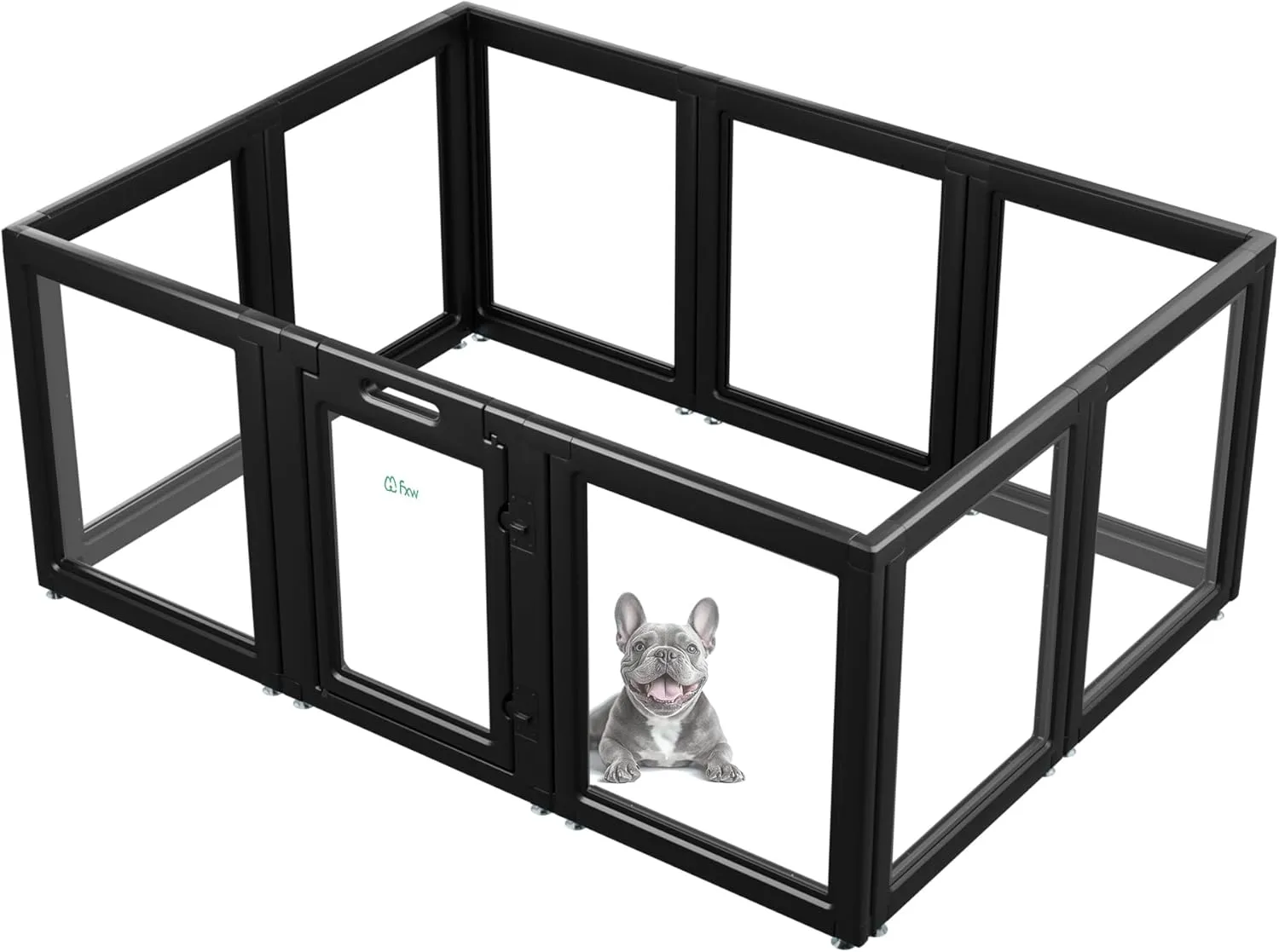 FXW AuraSpace Acrylic Indoor Dog Playpen for Puppies and Small Dogs, 24 Inch, 10 Panels, Black