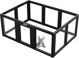 FXW AuraSpace Acrylic Indoor Dog Playpen for Puppies and Small Dogs, 24 Inch, 10 Panels, Black