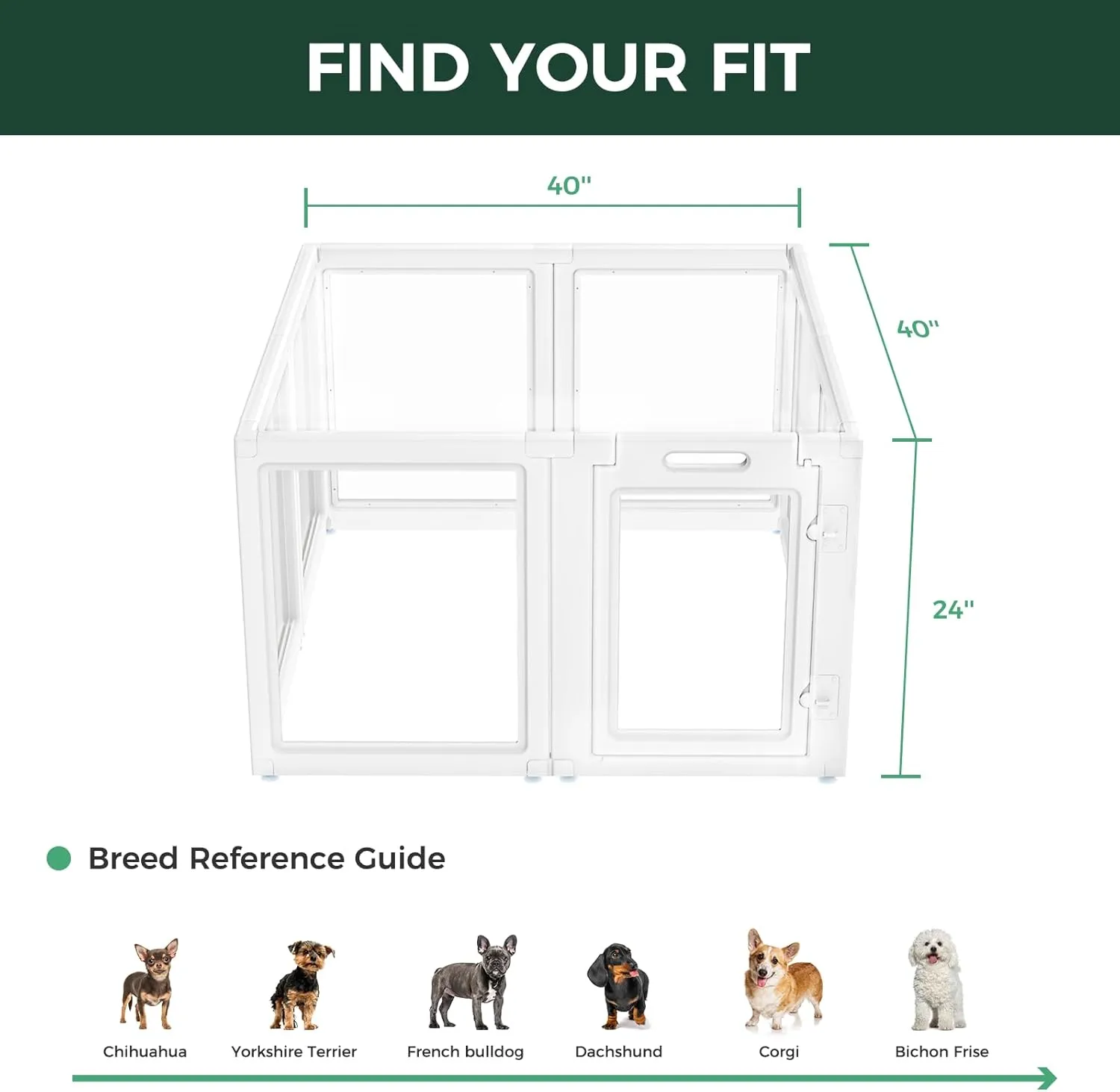 FXW AuraSpace Acrylic Indoor Dog Playpen for Puppies and Small Dogs, 24 Inch, 8 Panels, White