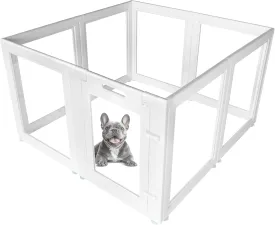 FXW AuraSpace Acrylic Indoor Dog Playpen for Puppies and Small Dogs, 24 Inch, 8 Panels, White