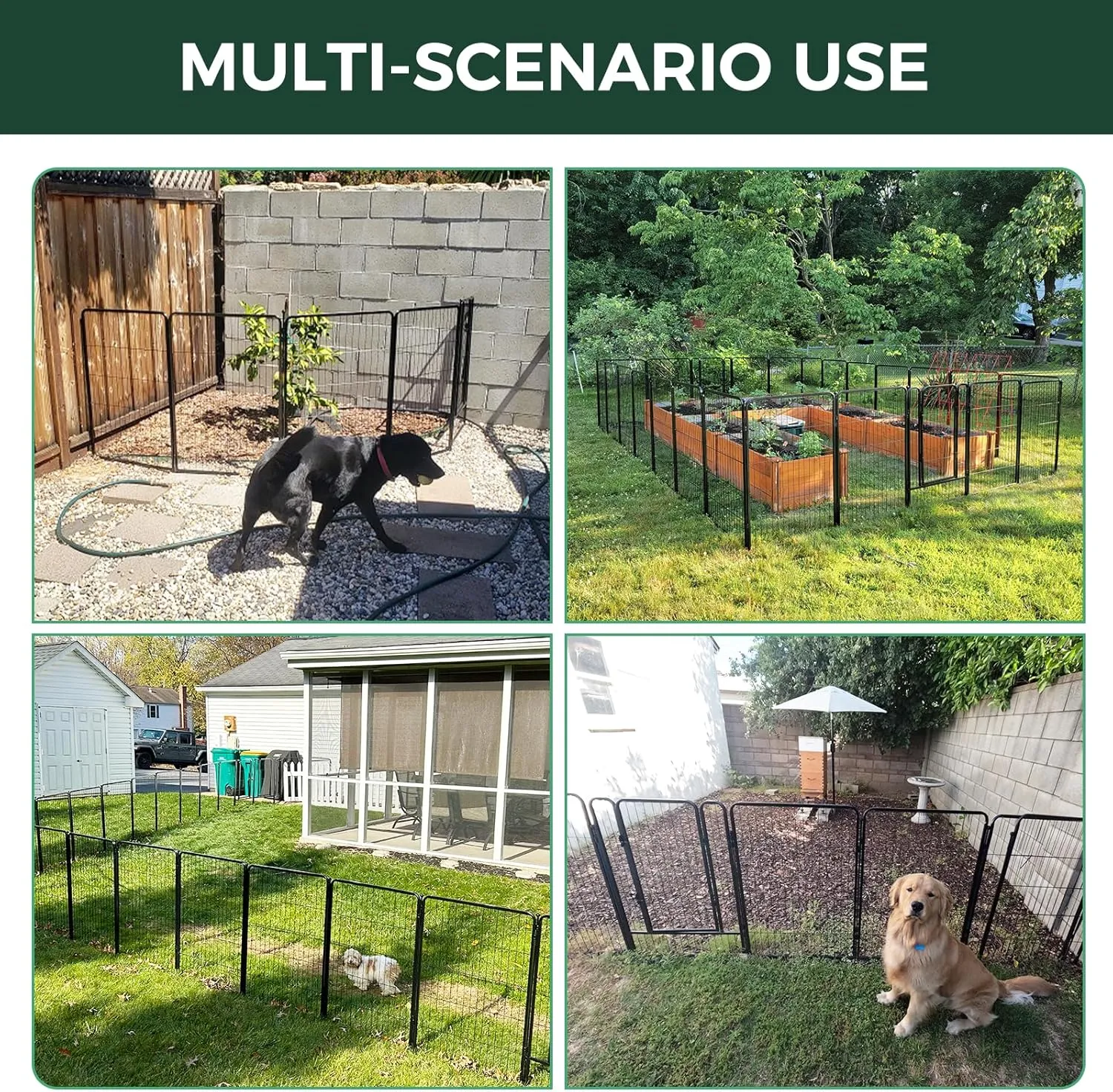FXW Garden Fence 45in(H) x 53.5ft(L), 24 Panels Decorative Dog Fence Outdoor for The Yard  Heavy Duty Metal Animal Barrier for Dog and Rabbit, Easy Setup, Black