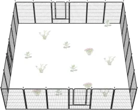 FXW Garden Fence 45in(H) x 53.5ft(L), 24 Panels Decorative Dog Fence Outdoor for The Yard  Heavy Duty Metal Animal Barrier for Dog and Rabbit, Easy Setup, Black