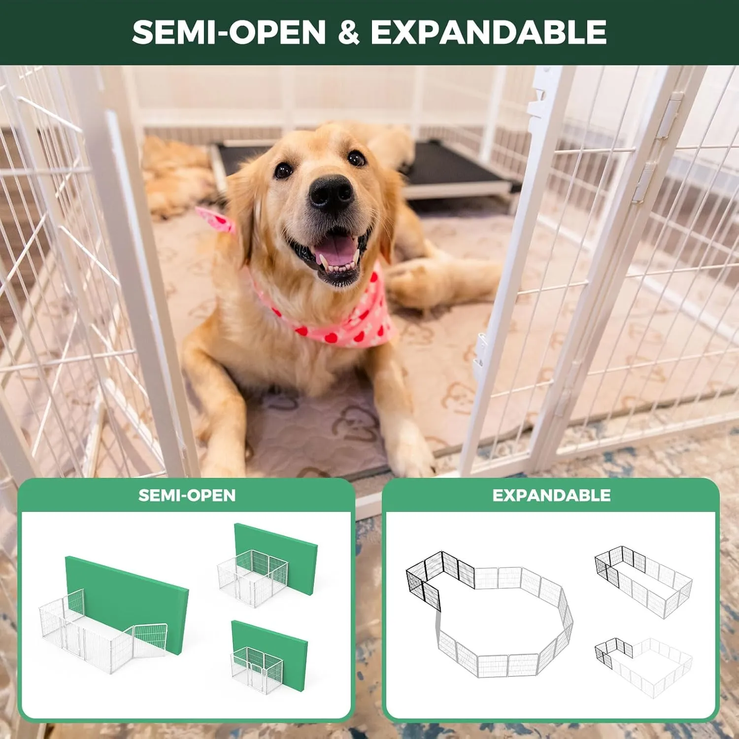 FXW Homeplus Dog Playpen for Indoor Use - Stress-Free and Safe Play, Heavy Duty 24 Inch 6 Panels Dog Pen for Puppies and Small Dogs, WhitePatented