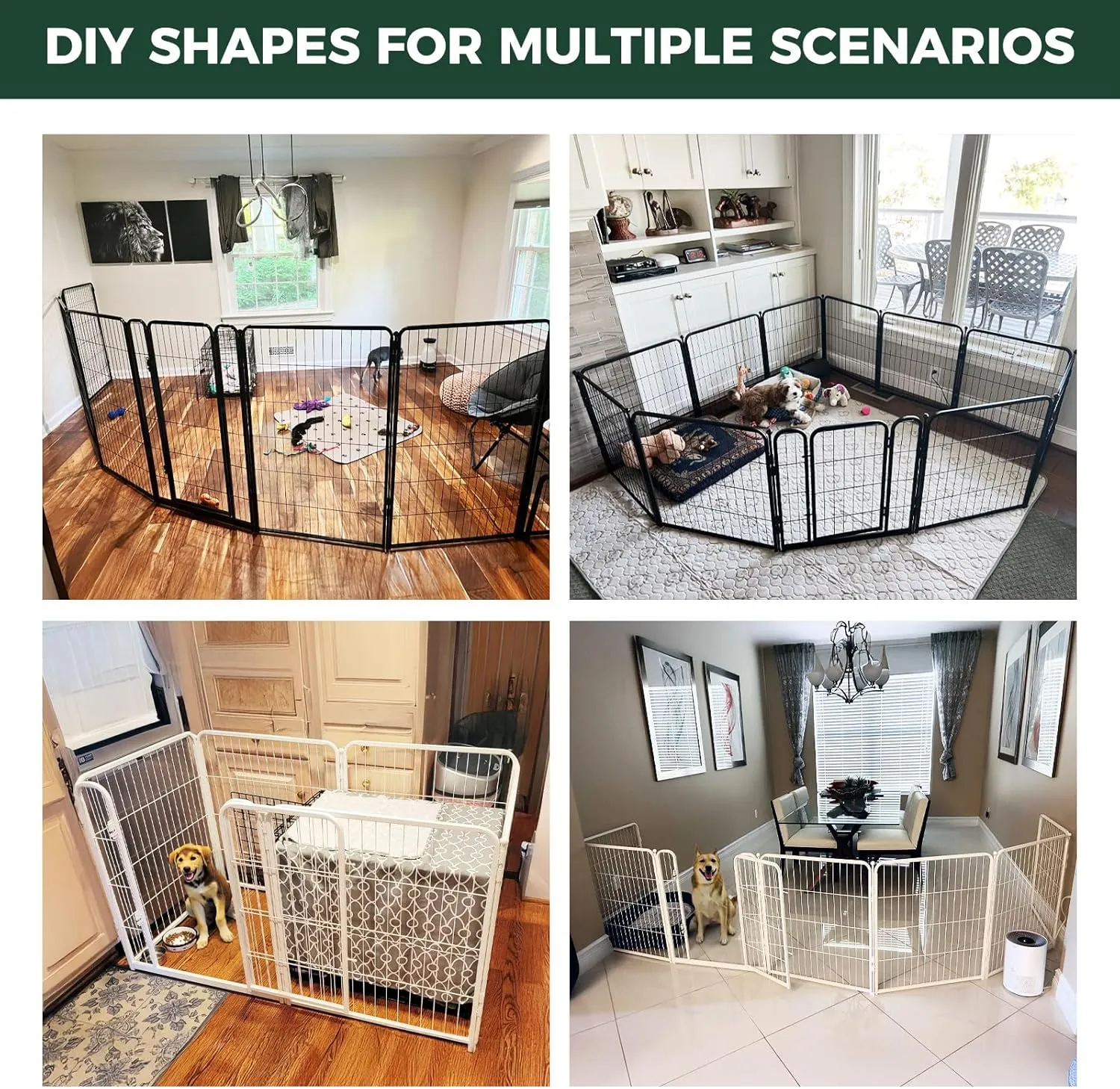 FXW Homeplus Dog Playpen for Indoor Use - Stress-Free and Safe Play, Heavy Duty 24 Inch 6 Panels Dog Pen for Puppies and Small Dogs, WhitePatented