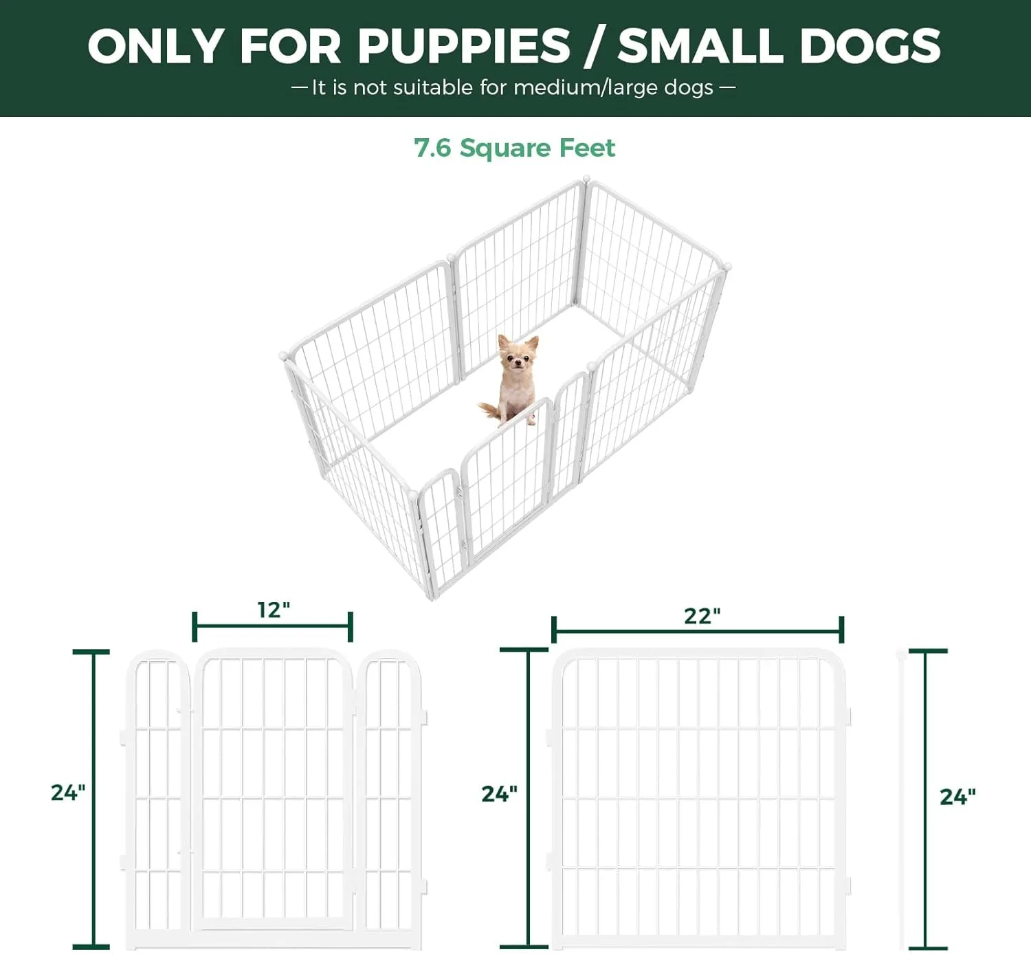 FXW Homeplus Dog Playpen for Indoor Use - Stress-Free and Safe Play, Heavy Duty 24 Inch 6 Panels Dog Pen for Puppies and Small Dogs, WhitePatented
