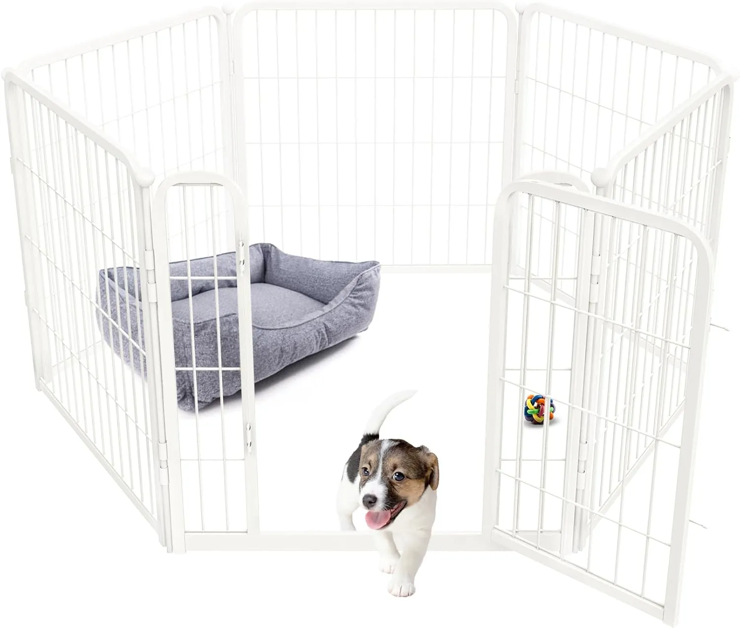 FXW Homeplus Dog Playpen for Indoor Use - Stress-Free and Safe Play, Heavy Duty 24 Inch 6 Panels Dog Pen for Puppies and Small Dogs, WhitePatented