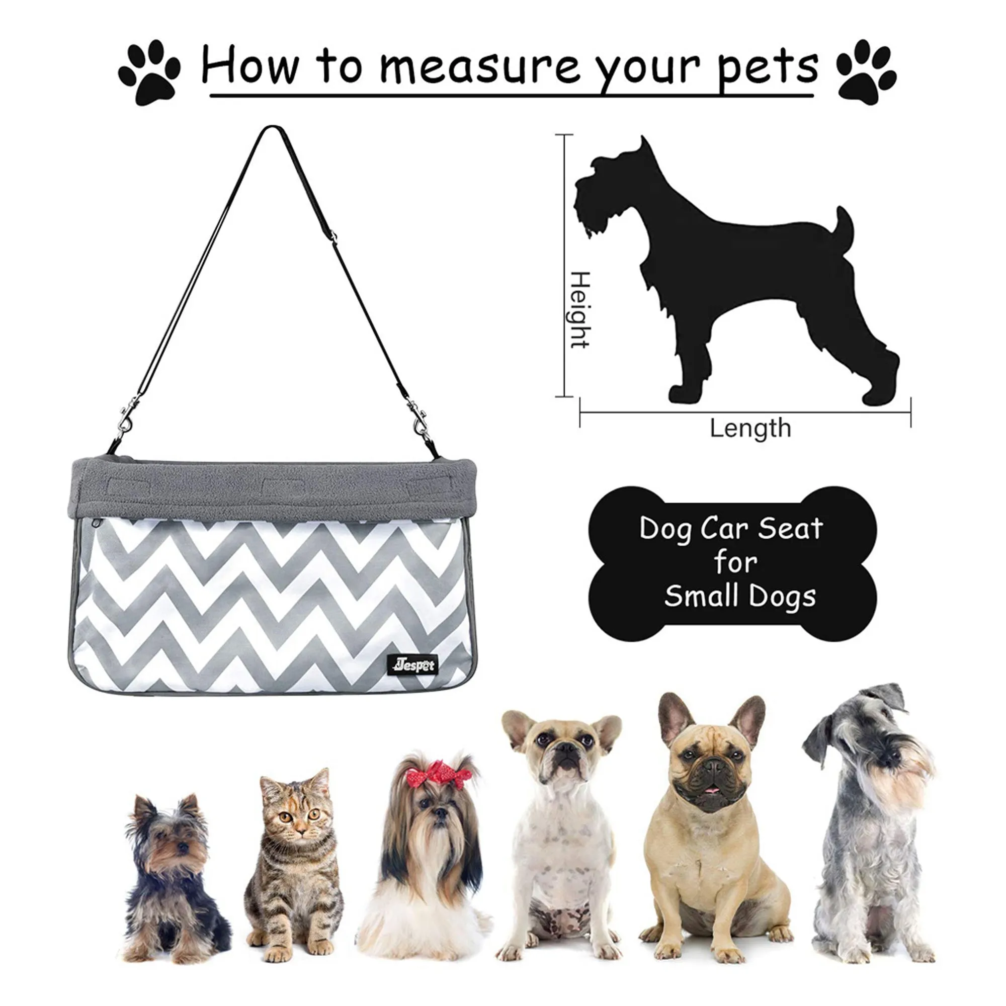 GOOPAWS Deluxe Portable Pet Safety Booster Car Seat, Gray with Strip