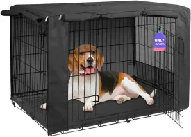 HiCaptain Dog Crate Cover for 42 Inches Wire Crates, Heavy-Duty Polyester Indoor Dog Kennel Cover Universal Fit for 1 2 Doors Standard Metal Cage (Black)